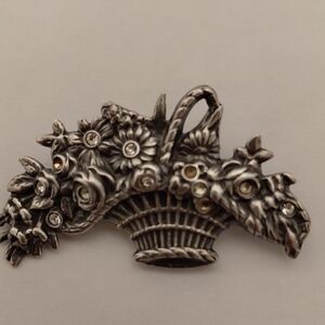 925 Silver Floral Basket Brooch